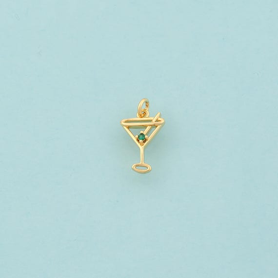 Gold CZ Goblet Charms,Wine Glass Jewelry,Goblet Pendant for DIY Jewelry Making,18K Gold