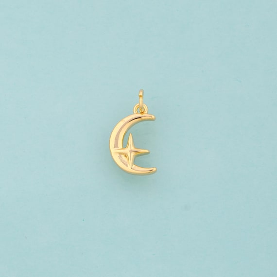 Gold Moon Charms,Star Jewelry,Moon Pendant for DIY Jewelry Making,18K Gold