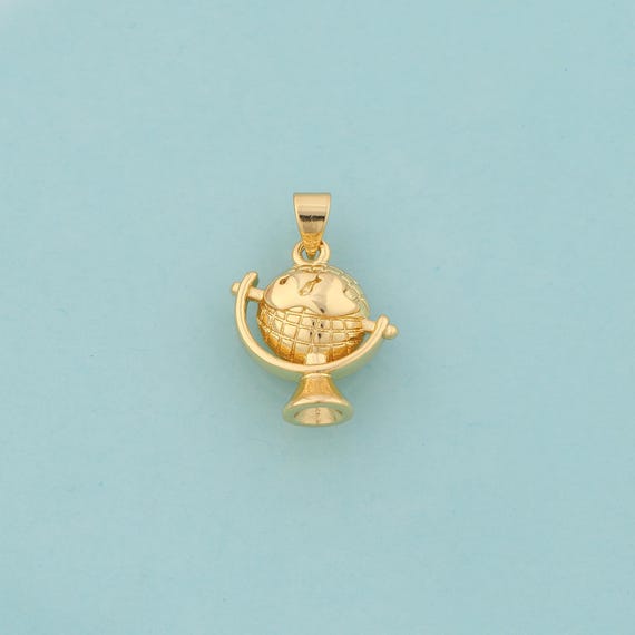Gold Globe Charms,Globe Jewelry,Globe Pendant for DIY Jewelry Making,18K Gold