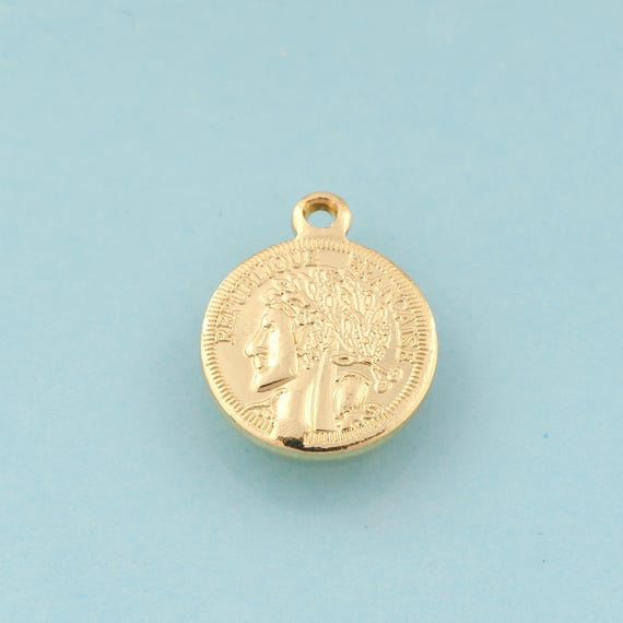 Gold Character Charms,Portrait Jewelry,Embossed Pendant for DIY Jewelry Making,18K Gold