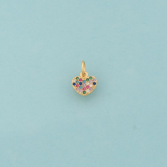 Gold CZ Heart Charms,Love Jewelry,Heart Pendant for DIY Jewelry Making,18K Gold
