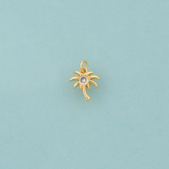 5 pcs Gold CZ Coconut Tree Charms,Palm Tree Jewelry,Tree Pendant for DIY Jewelry Making,18K Gold