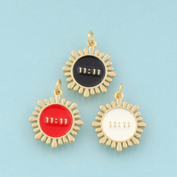 Gold Enamel Time Charms,Digital Jewelry,Time Pendant for DIY Jewelry Making,18K Gold