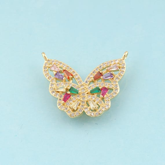 Gold CZ Butterfly Charms,Insect Jewelry,Butterfly Pendant for DIY Jewelry Making,18K Gold