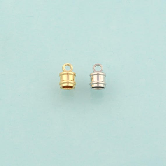 Gold Bead Caps Cord End Cord Tip Solid End Cap DIY Jewelry Making,18K Gold