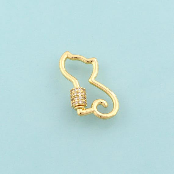 Gold CZ Carabiner Clasp,Screw Jewelry Clasp,Cat Clasp for DIY Jewelry Making,18K Gold