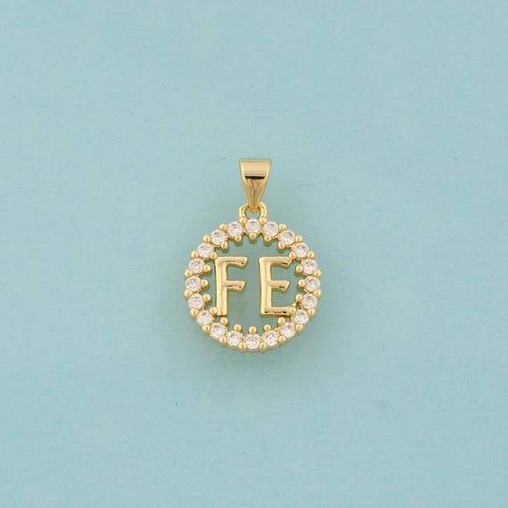 Gold Round Charms,FE Jewelry,CZ Round Pendant for DIY Jewelry Making,18K Gold