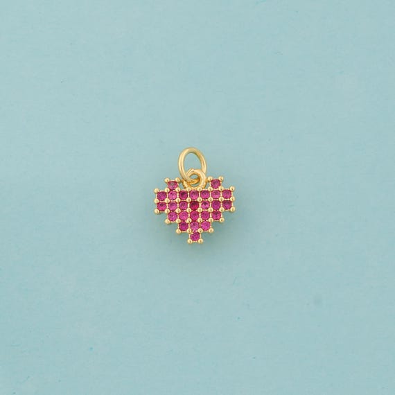 Gold CZ Heart Charms,Minimalist Jewelry,Love Pendant for DIY Jewelry Making,18K Gold
