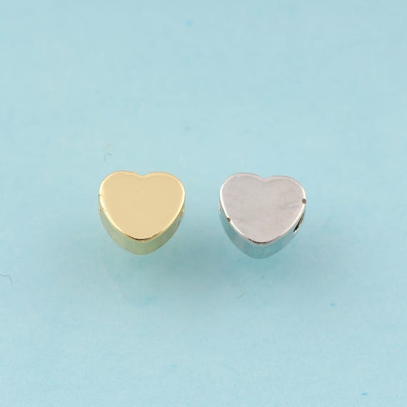 5 pcs Flat Spacer Beads,Heart Beads,Heart Flat Spacer Beads for DIY Jewelry Making,18K Gold & Rhodium