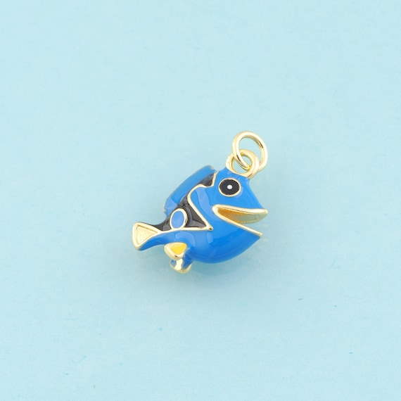 Gold Enamel Fish Charms,Marine Life Jewelry,Fish Pendant for DIY Jewelry Making,18K Gold