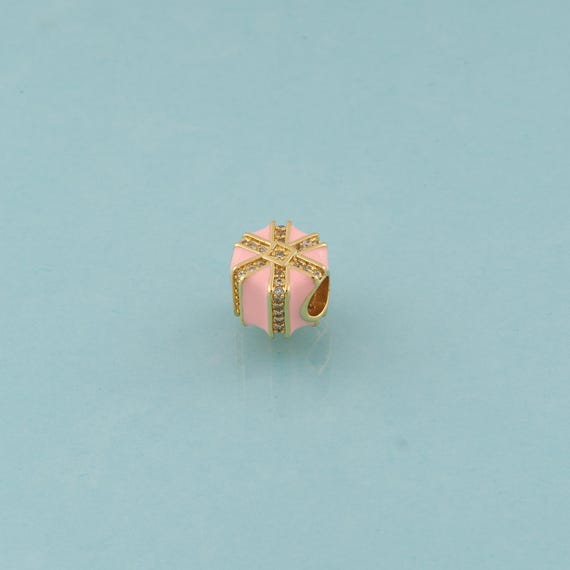 Enamel Round Spacer Beads,CZ Tube Beads,Large Hole Beads for DIY Jewelry Making,18K Gold