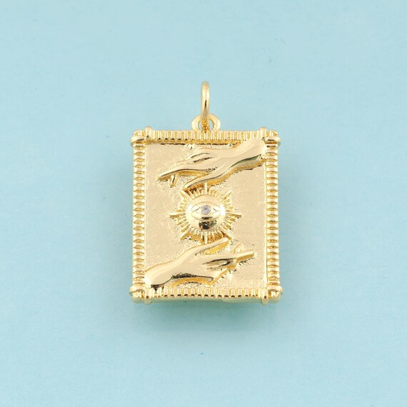 Gold CZ Gesture Charms,Evil Eye Jewelry,Devil Eye Pendant for DIY Jewelry Making,18K Gold