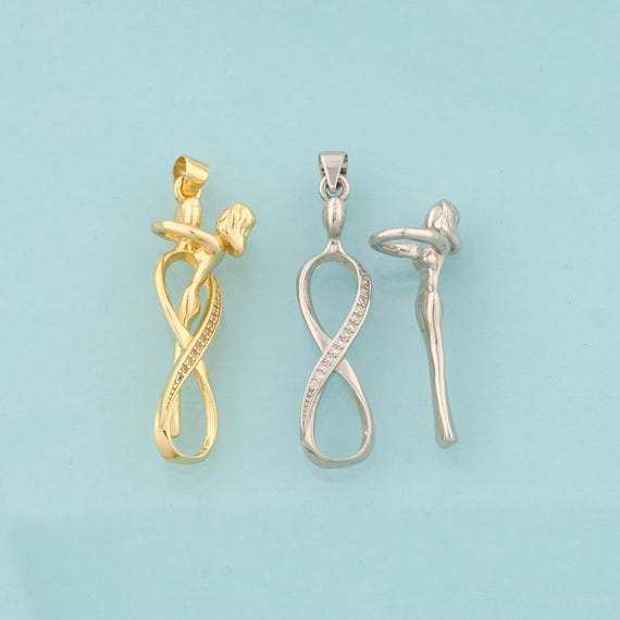 Gold CZ Embrace Charms,Embrace Jewelry,Embrace Pendant for DIY Jewelry Making,18K Gold & Rhodium