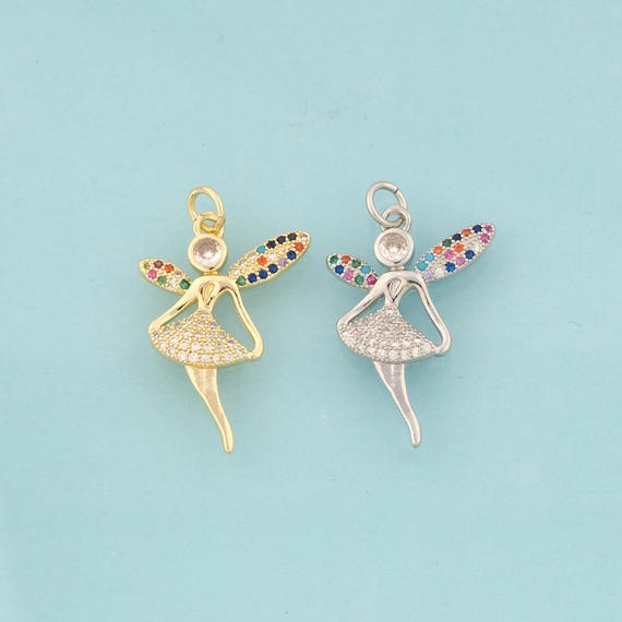 Gold CZ Elf Charms,Elf Jewelry,Elf Pendant for DIY Jewelry Making,18K Gold & Rhodium