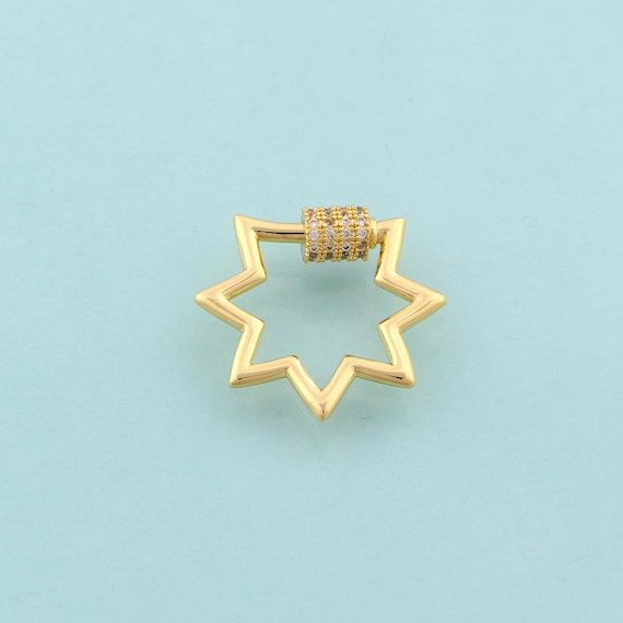 Gold CZ Carabiner Clasp,Screw Jewelry Clasp,Sun Clasp for DIY Jewelry Making,18K Gold