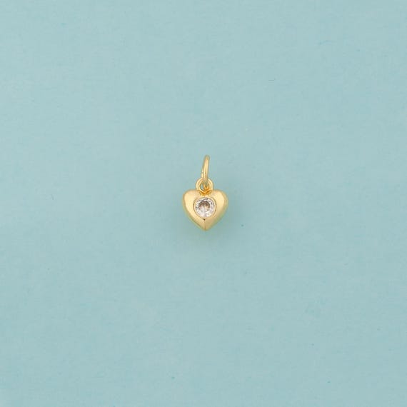 5 pcs Gold CZ Heart Charms,Love Jewelry,Heart Pendant for DIY Jewelry Making,18K Gold