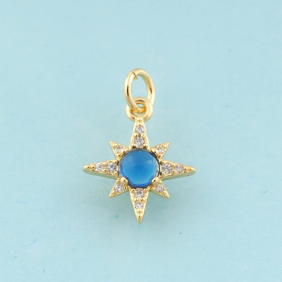 Gold CZ Polaris Charms,Star Jewelry,Polaris Pendant for DIY Jewelry Making,18K Gold