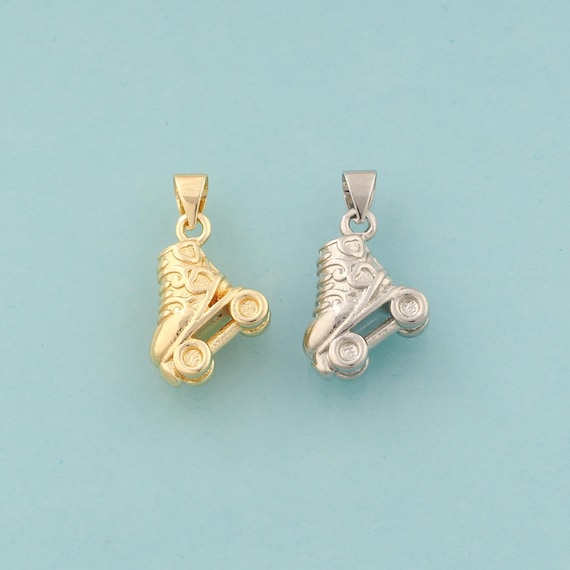Gold Ice Skate Charms,Ice Skate Jewelry,Ice Skate Pendant for DIY Jewelry Making,18K Gold