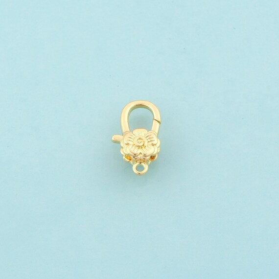 Gold Lobster Clasp,Spring Jewelry Clasp,Flower Clasp for DIY Jewelry Making,18K Gold