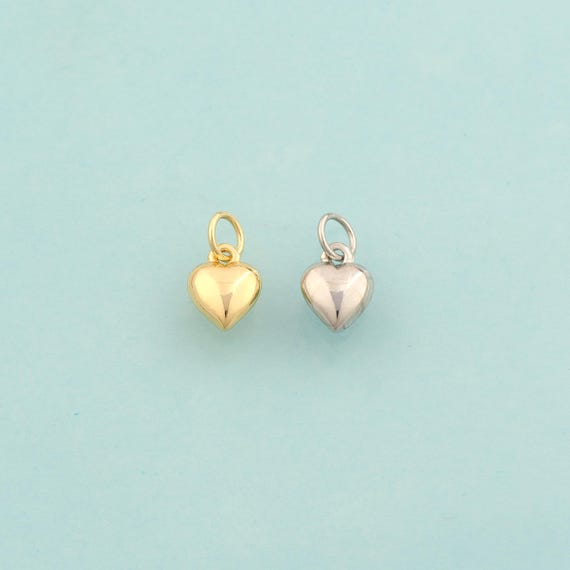 Gold Heart Charms,Love Jewelry,Heart Pendant for DIY Jewelry Making,18K Gold