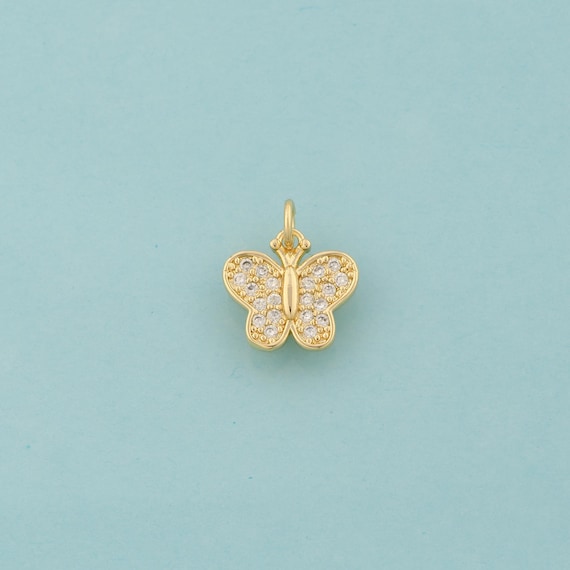 Gold CZ Butterfly Charms,Insect Jewelry,Butterfly Pendant for DIY Jewelry Making,18K Gold
