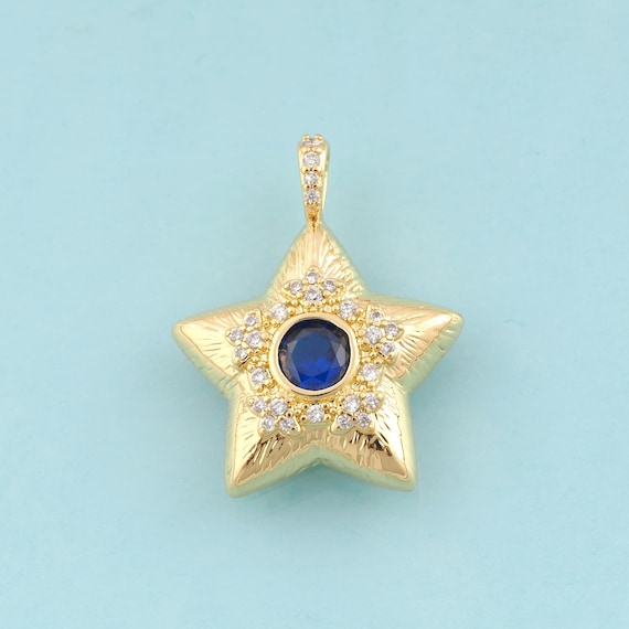 Gold CZ Star Charms,Star Jewelry,Star Pendant for DIY Jewelry Making,18K Gold