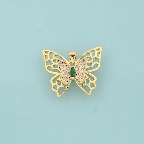 Gold CZ Butterfly Charms,Butterfly Jewelry,Butterfly Pendant for DIY Jewelry Making,18K Gold