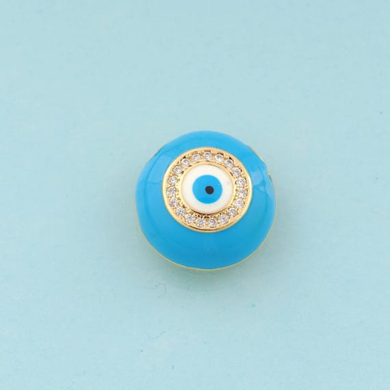 Enamel Evil Eye Spacer Beads,Devil Eye Beads,Round Spacer Beads for DIY Jewelry Making,18K Gold