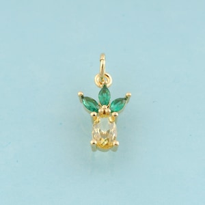 Gold CZ Mango Charms,Fruit Jewelry,Mango Pendant for DIY Jewelry Making,18K Gold