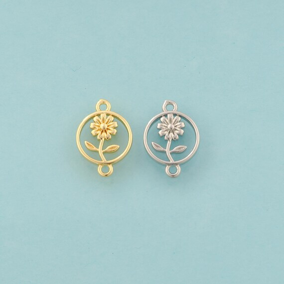 Gold Flower Connector,Flower Jewelry Connector,Flower Connector for DIY Jewelry Making,18K Gold