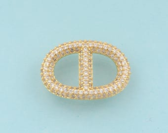 ゴールド CZ 豚の鼻チャーム、豚の鼻ジュエリー、DIY ジュエリー作り用