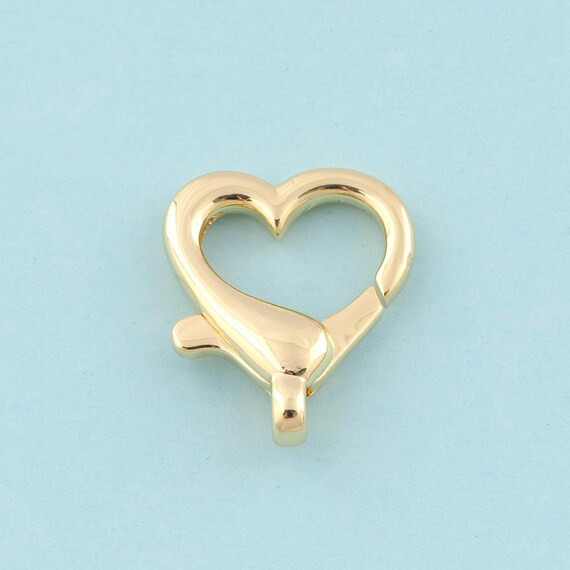 Gold Heart Clasp,Heart Jewelry Clasp,Heart Spring Clasp for DIY Jewelry Making,18K Gold