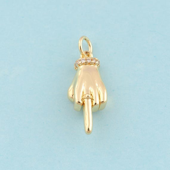 Gold CZ Gesture Charms,Finger Jewelry,Hand Pendant for DIY Jewelry Making,18K Gold