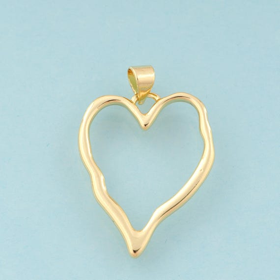 Gold Heart Charms,Minimalist Jewelry,Heart Pendant for DIY Jewelry Making,18K Gold