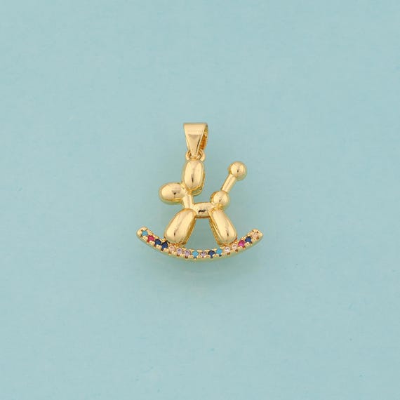 Gold CZ Rocking Horse Charms,Horse Jewelry,Rocking Horse Pendant for DIY Jewelry Making,18K Gold