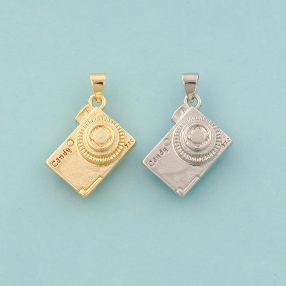 Gold Camera Charms,Camera Jewelry,Camera Pendant for DIY Jewelry Making,18K Gold