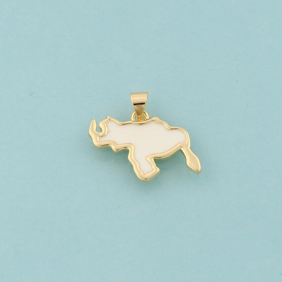 Gold Enamel Map Charms,Map Jewelry,Map Pendant for DIY Jewelry Making,18K Gold