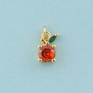 Gold CZ Orange Charms,Orange Jewelry,Fruit Pendant for DIY Jewelry Making,18K Gold