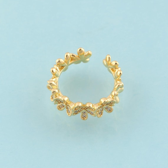 Gold Open Rings,Flower Jewelry Rings,Thick Rings Perfect Gift,18K Gold