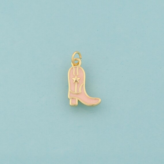 Gold Enamel Knight Boots Charms,Star Jewelry,Knight Boots Pendant for DIY Jewelry Making,18K Gold