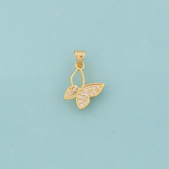 Gold CZ Butterfly Charms,Butterfly Jewelry,Butterfly Pendant for DIY Jewelry Making,18K Gold
