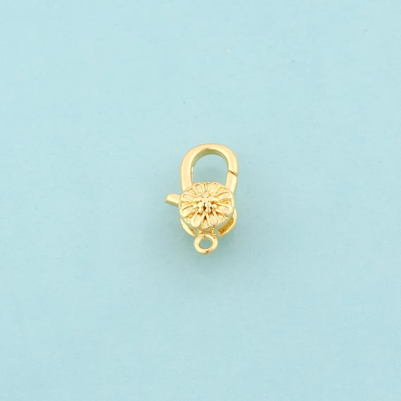 Gold Lobster Clasp,Spring Jewelry Clasp,Flower Clasp for DIY Jewelry Making,18K Gold