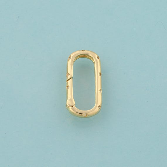 Gold Oval Clasp,Push Door Jewelry Clasp,Snap Clasp for DIY Jewelry Making,18K Gold