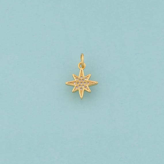 Gold CZ Polaris Charms,Polaris Jewelry,Polaris Pendant for DIY Jewelry Making,18K Gold