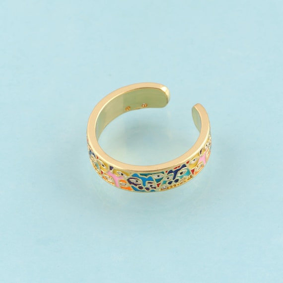 Gold Open Rings,Wide Jewelry Rings,Thick Rings Perfect Gift,18K Gold