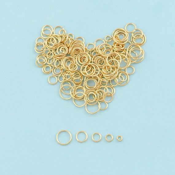 100 Pcs Gold Open Jump Rings,Round Jewelry Jump Rings,Gold Jump Rings for DIY Jewelry Making,18K Gold