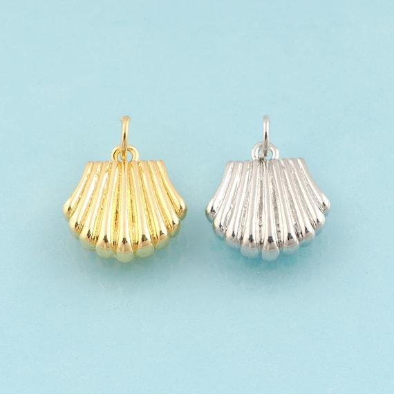 Gold Shell Charms,Shell Jewelry,Shell Pendant for DIY Jewelry Making,18K Gold & Rhodium