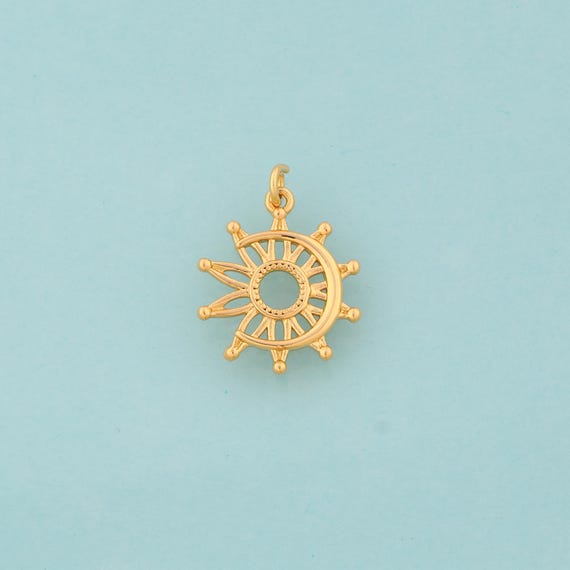 Gold Sun Charms,Moon Jewelry,Sun Pendant for DIY Jewelry Making,18K Gold