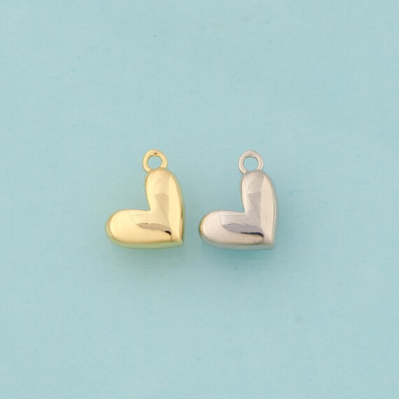 Gold Heart Charms,Heart Jewelry,Heart Pendant for DIY Jewelry Making,18K Gold