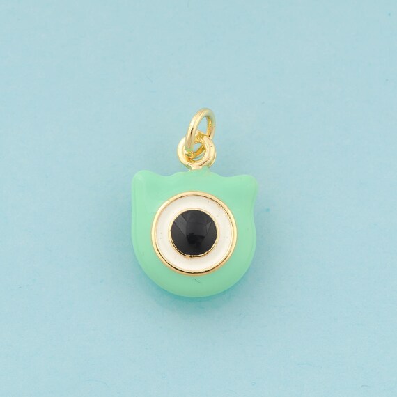 Gold Enamel Evil Eye Charms,Devil Eye Jewelry,Eye Pendant for DIY Jewelry Making,18K Gold